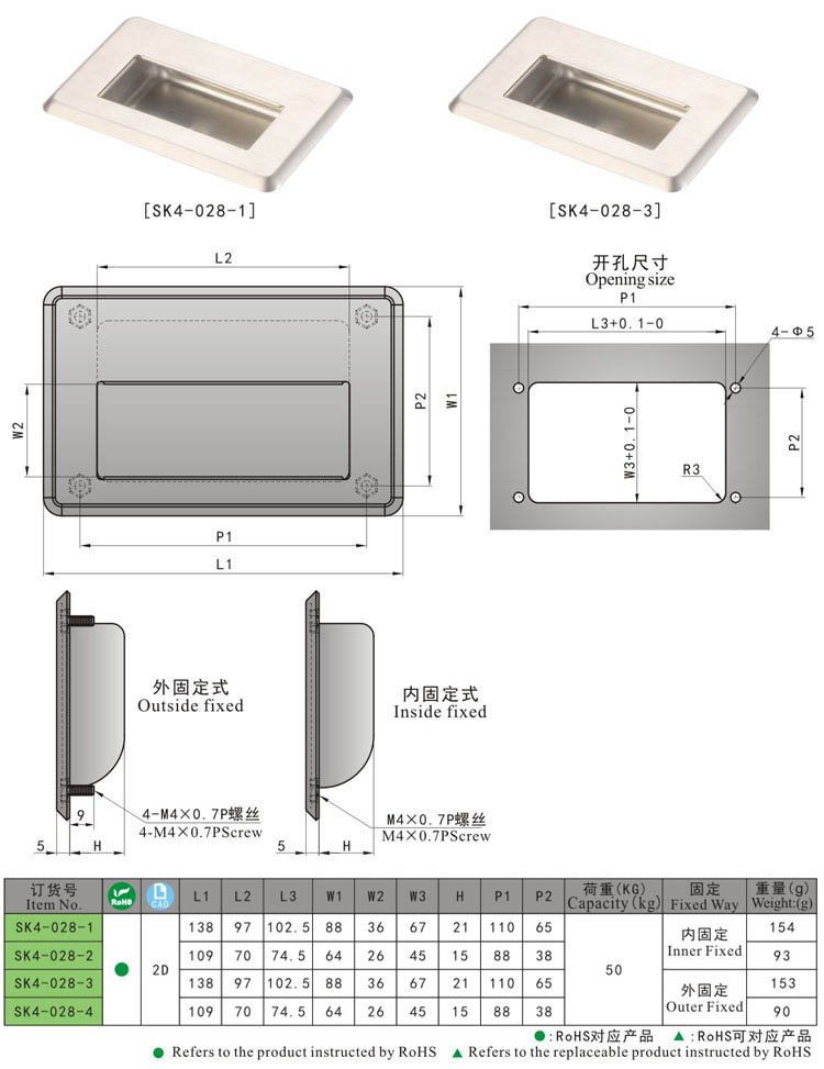 SK4-028 Kunlong caja de cartón de plástico mango de bloqueo