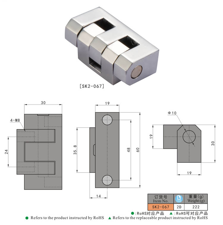 SK2-067 KUNLONG Excelente aspecto bisagra expuesta de gabinete